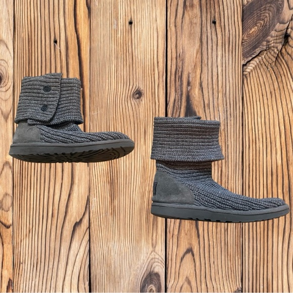 UGG Gray Classic Cardy Knit Ankle Boots - Picture 4 of 5